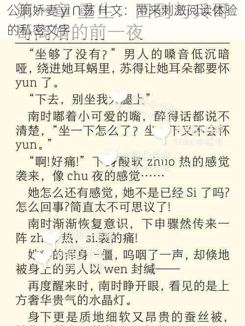 公厕娇妻 yi∩荡 H 文：带来刺激阅读体验的私密文字