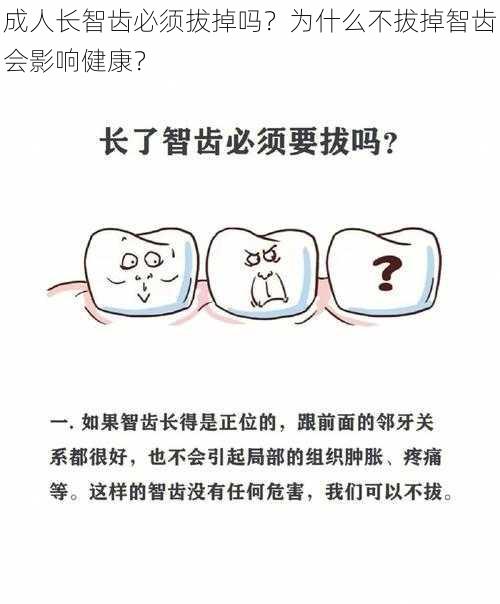 成人长智齿必须拔掉吗？为什么不拔掉智齿会影响健康？